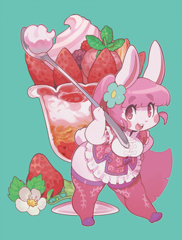 accessory alternative_fashion anthro asian_clothing berry blue_background bow_ribbon breasts clothing cutlery dairy_products dress east_asian_clothing eyelashes female flower flower_in_hair food frilly frilly_clothing fruit fur hair hair_accessory holding_object j-fashion kitchen_utensils legwear lolita_(fashion) open_mouth parfait_(dessert) pink_body pink_clothing pink_dress pink_eyes pink_fur pink_hair pink_legwear pink_thigh_highs plant rosy_cheeks simple_background solo spoon strawberry sweet_lolita tail thick_thighs thigh_highs tools whipped_cream sanjiro chao_pyon_pyon lagomorph leporid mammal rabbit absurd_res hi_res redraw smaller_version_at_source