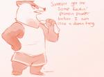 anthro clothed clothing female fur profanity solo text chumpy disney zootopia honey_badger_(zootopia) badger honey_badger mammal mustelid musteline 2016 english_text low_res