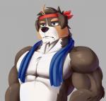 accessory anthro biceps headband male muscular muscular_anthro muscular_male pecs solo greydaboy canid canine canis domestic_dog mammal 2018 digital_media_(artwork) hi_res