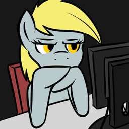 chair computer electronics eyelashes female fur furniture grey_body grey_fur hair monitor nude pose simple_background sitting solo toony yellow_eyes shinmera friendship_is_magic hasbro my_little_pony derpy_hooves_(mlp) equid equine horse mammal pony 1:1 low_res