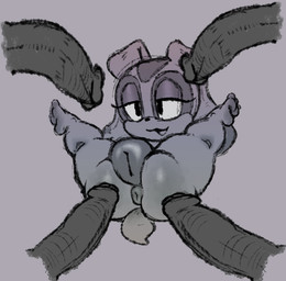 anthro anus big_butt butt disembodied_penis erection female foreskin genitals half-closed_eyes loli narrowed_eyes nude open_mouth partially_retracted_foreskin penis plump_labia solo spread_legs spreading thick_thighs vulva wide_hips young young_anthro young_female naughtymoff sega sonic_the_hedgehog_(series) cream_the_rabbit lagomorph leporid mammal rabbit monochrome