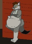 ambiguous_gender ambiguous_prey anthro hair hand_on_belly male male_pred navel obese overweight pose rumbling_stomach squirming vore wall_(structure) hausedge canid canine canis mammal wolf 2017 animated digital_media_(artwork) low_res pixel_(artwork) pixel_animation short_playtime