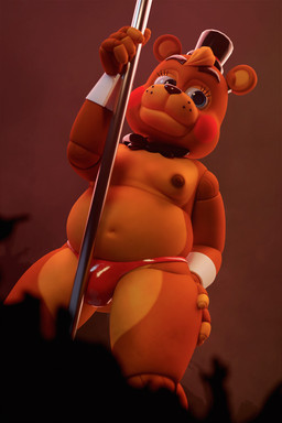 anthro belly black_bow_tie blue_eyes bow_tie clothing cuffs_(clothing) dancing dark_nipples hat headgear headwear machine male nipples pole pole_dancing red_clothing red_thong red_underwear slightly_chubby slightly_chubby_male solo solo_focus stripper stripper_pole thong underwear miitro_d miitro_d_(modeler) five_nights_at_freddy's five_nights_at_freddy's_2 scottgames toy_freddy_(fnaf) animatronic bear mammal robot 2:3 3d_(artwork) absurd_res blender_(artwork) blender_cycles_(artwork) digital_media_(artwork) hi_res