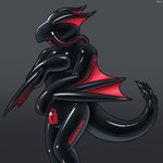 chastity_bulge chastity_device clothing full_body_suit hoses latex latex_clothing latex_skinsuit lock_symbol male mitts null_bulge red_latex skinsuit solo tight_clothing wings hacony capcom monster_hunter flying_wyvern nargacuga 1:1 absurd_res hi_res