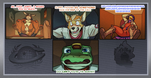 4_toes accident accidental_exposure anal anal_penetration anthro balls blush bodily_fluids body_hair camera chest_hair clothed clothed_anthro clothed_male clothing cmnm dildo eyes_closed feet foreskin genital_fluids genitals humanoid_genitalia humanoid_penis laugh laughing_at_another looking_pleasured male male_anthro nipples nude nude_anthro nude_male object_in_ass oops penetration penis precum profanity pubes sex_toy sex_toy_in_ass sex_toy_insertion slightly_chubby slightly_chubby_anthro slightly_chubby_male teary_eyes text toes voyeur voyeur_pov webcam thekinkybear nintendo star_fox falco_lombardi fox_mccloud james_mccloud peppy_hare slippy_toad amphibian avian bird canid canine fox frog hare lagomorph leporid mammal absurd_res english_text hi_res