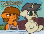 calm_down calm_down_son_it's_just_a_drawing_(meme) dialogue duo english_text equid equine fan_character female hasbro hi_res holding_object horn horse male mammal marsminer meme my_little_pony mythological_creature mythological_equine mythology nickelodeon open_mouth parody pone_keith pony question_mark sitting spongebob_squarepants text tongue unicorn venus_spring