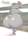 anthro big_butt butt dialogue eyelashes female flirting heart_symbol looking_at_viewer nude open_mouth overweight overweight_anthro overweight_female rear_view slightly_chubby slightly_chubby_anthro slightly_chubby_female smile smiling_at_viewer solo speech_bubble standing talking_to_viewer teeth text tongue luichemax dreamworks madagascar_(series) gloria_the_hippopotamus common_hippopotamus hippopotamid mammal 2024 hi_res signature