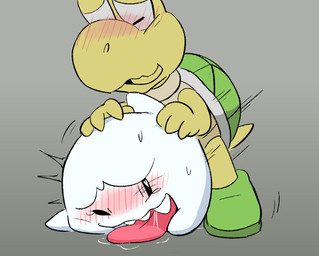 duo female male male/female not_furry smile smiling_at_another smiling_at_partner standing 6363 mario_bros nintendo boo_(mario) ghost koopa koopa_troopa reptile scalie spirit tortoise turtle