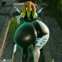 areola ass_clapping big_butt breasts butt female genitals glowing glowing_markings hair huge_butt huge_hips huge_thighs humanoid_pointy_ears markings multicolored_body nipples orange_hair pointy_ears shaking_butt shortstack small_breasts small_waist solo thick_thighs two_tone_body vulva wide_hips neonnnzz nintendo the_legend_of_zelda twilight_princess midna humanoid imp twili 1:1 2026 3d_(artwork) 3d_animation animated digital_media_(artwork) short_playtime sound webm