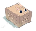 ambiguous_gender anthro black_eyes bodily_fluids box brown_body brown_fur cats_are_liquid container fur in_box in_container open_mouth simple_background snot solo white_background razy goo_(razy) felid mammal hi_res signature sketch