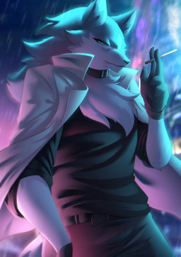 5_fingers anthro belt biped black_belt black_bottomwear black_clothing black_collar black_gloves black_handwear black_nose black_pants black_shirt black_topwear blue_body blue_eyes blue_fur blue_inner_ear_fluff blurred_background bottomwear cheek_tuft cigarette clothed clothed_anthro clothed_male clothing coat collar eyelashes facial_tuft fingers fully_clothed fully_clothed_anthro fully_clothed_male fur glistening glistening_eyes gloves hand_in_pocket handwear holding_cigarette holding_object inner_ear_fluff looking_at_viewer male male_anthro mouth_closed multicolored_body multicolored_fur neck_tuft open_clothing open_coat open_topwear pants pockets raining rolled_up_sleeves shirt solo tail topwear tuft two_tone_body two_tone_fur undershirt white_body white_clothing white_coat white_fur white_topwear sk3tchk4t brand_new_animal studio_trigger shirou_ogami canid canine canis mammal wolf 2025 absurd_res digital_media_(artwork) hi_res