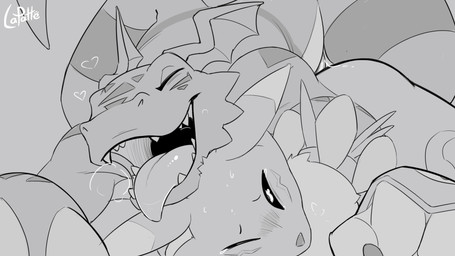 3_fingers ambiguous_gender ambiguous_penetrated ambiguous_penetration anthro biped blush bodily_fluids breath duo erection eyebrows eyes_closed fingers from_behind_position front_view fur genital_fluids genitals happy happy_sex heart_symbol looking_pleasured male male/ambiguous male_penetrating male_penetrating_ambiguous mounting obscured_penetration open_mouth open_smile penetration penile penile_penetration penis prone_bone_position sex smile speed_bump_position sweat tail teeth tongue tongue_out lapatte bandai_namco digimon digimon_(species) guilmon renamon 16:9 2d_animation animated frame_by_frame greyscale hi_res monochrome short_playtime widescreen