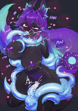 abdominal_tattoo accessory ahegao anthro areola bangs big_breasts blue_hair blush bodily_fluids breasts cum cum_in_mouth cum_in_vagina cum_inside facial_markings fellatio female freckles fur genital_fluids hair hair_accessory hands_behind_back head_markings heart_eyes heart_symbol impregnation inner_ear_fluff kneeling lactating long_bangs long_hair long_tail looking_pleasured markings moan multicolored_hair neck_tuft nipples oral ovum pawpads penetration penile piercing projectile_lactation pupils purple_areola purple_body purple_fur purple_hair purple_nipples purple_pawpads restrained sex sidelocks slit_pupils solo sperm_cell tail tentacle_sex tentacles tired_eyes tuft two_tone_hair vaginal vaginal_fluids vaginal_penetration wet wet_body niniidawns phera_(not_paid_enough_to_care) canid canine fox mammal absurd_res hi_res