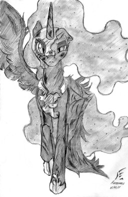 armor broken_wing bruised feathered_wings feathers female feral hair headgear helmet horn long_hair scratch simple_background solo toony wings wounded masternodra hasbro my_little_pony mythology past_sins_(fanfic) fan_character nyx_(pen_stroke) equid equine horse mammal mythological_creature mythological_equine pony winged_unicorn 2011 black_and_white graphite_(artwork) greyscale hi_res monochrome traditional_media_(artwork)