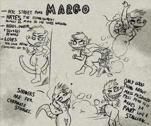 alternative_fashion anthro breasts erect_nipples facial_piercing fart fart_fetish farting_on_another female female_farting flies_for_smell gassy nipples nose_piercing nude piercing pubes punk smelly smelly_armpit smelly_butt stated_unwashed stinkface text gassipon margo_(gassipon) mammal murid murine rat rodent english_text hi_res