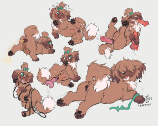 animal_genitalia animal_penis animal_vulva black_pawpads blush bodily_fluids brown_body brown_fur brown_vulva canine_genitalia canine_penis canine_vulva cum cum_from_vagina cum_in_mouth cum_in_vagina cum_inside cum_on_tail dipstick_tail disembodied_penis dog_toy female feral fur genital_fluids genitals green_bow green_eyes group handjob improvised_dildo improvised_sex_toy male male/female markings multi_nipple nipples oral pawpads peeing penile penis pink_pawpads sex tail tail_markings urine vaginal vulva white_tail_tip leafhoof canid canine canis domestic_dog mammal 2025 5:4 hi_res