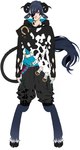 animal_print bangs blue_body blue_fur blue_hair bottomwear clothed clothing cloven_hooves cow_print dark_body dark_fur ears_down eye_through_hair eyebrow_through_hair eyebrows facial_markings facial_piercing fully_clothed fur hair hair_over_eye half-closed_eyes head_markings highlights_(coloring) hoodie hooves horn humanoid_hands inner_ear_fluff lidded_eyes long_ears long_nails long_tail male markings nails narrowed_eyes nose_piercing nose_ring one_eye_obstructed piercing pink_nose pivoted_ears purple_eyes ring_piercing sharp_nails shorts side_part_hair solo spots tail tail_tuft tired topwear translucent translucent_hair tuft unguligrade dreamscreep third-party_edit obey_me! belphegor_(obey_me!) animal_humanoid bovid bovid_humanoid bovine bovine_humanoid cattle_humanoid demon demon_humanoid humanoid mammal mammal_humanoid full-length_portrait hi_res portrait