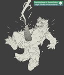 anthro big_tail claws clothing draconic_genitalia electricity erection eye_scar facial_scar feet foot_focus full_pad genitals human_to_anthro lightning male paws penis scales scar species_transformation spikes tail toe_claws torn_clothing transformation theottersurrii capcom monster_hunter fan_character fuse_(razim) ra'zim fanged_wyvern human lunagaron mammal scalie tobi-kadachi tobi-lunagaron 2025 absurd_res hi_res