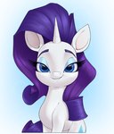 blue_eyes cutie_mark eyebrows eyelashes eyeshadow female feral grin hair horn long_hair looking_at_viewer makeup purple_hair quadruped smile solo unicorn_horn white_body aquaticvibes friendship_is_magic hasbro my_little_pony mythology rarity_(mlp) equid equine mammal mythological_creature mythological_equine unicorn absurd_res hi_res