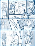 2022 anthro blue_and_white canid canine canis clothing conditional_dnp convenient_censorship english_text facial_markings female fur group hair head_markings human humanoid inside keidran magic male mammal maren_taverndatter markings monochrome nude roselyn_(twokinds) saria_legacy sketch swimwear sythe_(twokinds) text tom_fischbach trace_legacy tuft twokinds wolf