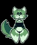 anthro black_eyes challenge cheek_tuft clothed clothing facial_tuft female freckles fur green_body green_fur jewelry markings necklace panties tuft underwear white_body white_fur sosu-the-blue-wolf bellsosu_(fursona) canid canine canis mammal wolf alpha_channel digital_media_(artwork) pixel_(artwork)