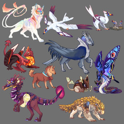 ambiguous_gender beak brown_body brown_fur claws feathered_wings feathers feral forked_tongue fur group insect_wings lepidopteran_wings quadruped tail tongue tongue_out wings young young_feral anomalybroccoli avian canid canine mammal reptile scalie snake 1:1 absurd_res hi_res