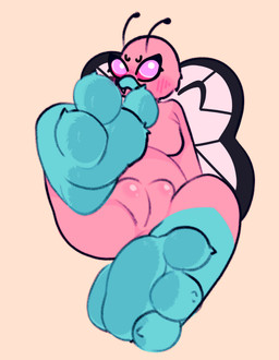 antennae_(anatomy) blush blush_lines breasts compound_eyes cute_fangs duo fangs feet female foot_fetish foot_focus genitals male male/female pokemorph solo_focus teeth vulva wings clusterful nintendo pokemon arthropod butterfly butterfree generation_1_pokemon insect lepidopteran pokemon_(species) hi_res