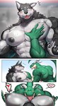 abs absurd_res anthro areola barazoku big_muscles big_pecs black_body black_fur black_nose blush blush_lines bodily_fluids butt canid canine canis claws dragon duo first_person_view fur green_body grey_body grey_fur heart_symbol hi_res horn huge_muscles huge_pecs humanoid_hands looking_at_viewer lucky_skebe magangz male male/male mammal manly meme muscular muscular_anthro muscular_arms muscular_male mythological_creature mythological_scalie mythology nervous nipple_dip nipple_fetish nipple_play nipple_pull nipples open_mouth pec_grab pec_lick pec_play pec_squeeze pec_squish pecs reptile scalie seductive speech_bubble sweat sweaty_pecs tail teasing thick_arms tongue tongue_out wolf