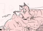 anthro bed duo eyes_closed female furniture heart_symbol implied_cunnilingus implied_oral interspecies licking looking_pleasured male male/female nude on_bed oral sex tail tail_motion tailwag tongue tongue_out under_covers nobby_(artist) disney pack_street zootopia anneke_(weaver) remmy_cormo aardwolf bovid caprine domestic_sheep hyena mammal sheep