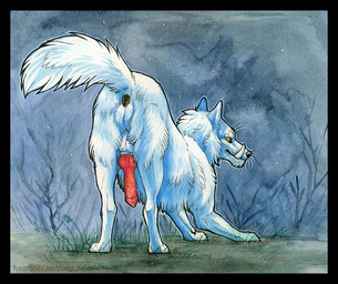 animal_genitalia animal_penis anus balls black_anus black_nose butt canine_genitalia canine_penis digitigrade erection feral fur genitals grass knot knotted_penis male male_feral orange_eyes orange_sclera outside penis plant presenting presenting_anus presenting_hindquarters quadruped rear_view red_penis semi-realistic snout solo tail tusks whiskers white_balls white_body white_ears white_fur white_tail heatherwolf canid canine mammal detailed