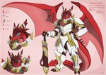 2014 anthro armor biped color_swatch colored dragon english_text european_mythology flower giles_(zerofox1000) male markings melee_weapon model_sheet mythological_creature mythological_scalie mythology plant red_body red_scales red_wings rose_(flower) scales scalie sheathed_sword smile solo story story_in_description sword tail text weapon western_dragon white_armor wings zerofox1000