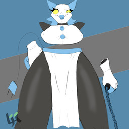 anthro blue_hair bottomwear breasts button_(fastener) clothed clothing female floating_hands gloves hair handwear loincloth looking_at_viewer low-angle_view machine nipple_outline one_eye_half-closed open_mouth smile smug_face smug_grin solo standing tail thick_thighs tongue waistband whip wide_hips yellow_eyes luckyhomie deltarune undertale_(series) tasque_manager darkner felid feline humanoid mammal robot 1:1 absurd_res digital_media_(artwork) hi_res