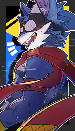 abstract_background anthro armband athletic athletic_anthro athletic_male biped blue_body blush bodily_fluids fin geometric_background gold_(metal) gold_tooth looking_at_viewer male male_anthro mask open_mouth red_armband red_scarf scarf sharp_teeth shirtless shirtless_anthro shirtless_male side_eye_at_viewer side_view simple_background solo sweat teeth tongue visor wearing_mask white_body haco85_774 same-kun_(haco85_774) aquatic fish shark digital_media_(artwork) half-length_portrait hi_res portrait
