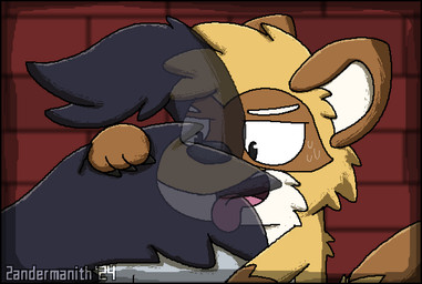 ambiguous_gender ambiguous_rimming anal black_body black_fur blinking bodily_fluids brick brick_wall brown_body brown_fur duo ellipsis fur gloves_(marking) grey_body grey_fur markings open_mouth oral raised_tail rimming sex sweat tail text tilde_after_text tongue tongue_out wall_(structure) white_body white_fur x-ray_view zandermanith nintendo pokemon graedius_(character) generation_3_pokemon mammal mightyena pokemon_(species) procyonid raccoon 2024 2d_animation animated artist_name dated male_(lore)