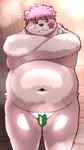 2024 9:16 anthro balls bear belly big_belly black_nose blush censored genitals hi_res kemono male mammal menmen_kesinn micropenis navel overweight overweight_male penis sauna small_penis solo