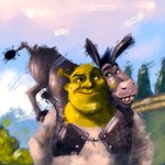 bald black_clothing black_eyebrows black_hooves black_mane black_tail_tuft black_topwear black_vest blue_sky brown_eyes carrying_another closed_smile clothed clothed_humanoid clothed_male clothing cloud duo eyebrows feral fur green_body green_skin grey_body grey_fur grey_tail hooves larger_humanoid larger_male light long_ears male male_feral male_humanoid mane mouth_closed multicolored_body multicolored_fur on_shoulders outside plant shirt short_mane shrub size_difference sky smaller_feral smaller_male smile smiling_at_another smiling_at_each_other tail tail_tuft toothy_smile topwear tree tuft two_tone_body two_tone_fur unguligrade vest white_clothing white_shirt white_topwear razwy3 dreamworks shrek_(series) donkey_(shrek) shrek_(character) asinus donkey equid equine humanoid mammal ogre 2020 absurd_res colored digital_media_(artwork) digital_painting_(artwork) english_description hi_res lighting painting_(artwork) shaded