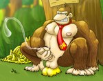 5_toes anal anal_masturbation anal_penetration anthro balls banana behind_tree big_pecs bodily_fluids crouching cum cum_on_penis dildo ejaculation eyes_closed feet fingers food foreskin fruit genital_fluids genitals grass hand_on_penis male masturbation muscular muscular_male necktie nipples object_in_ass orgasm pecs penetration penis plant red_necktie sex_toy sex_toy_in_ass sex_toy_insertion shrub solo spread_legs spreading teeth toes toying_self tree yellow_dildo themonkeyjack donkey_kong_(series) nintendo donkey_kong_(character) ape gorilla haplorhine kong mammal primate