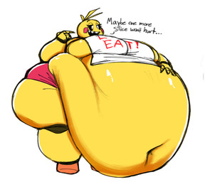 anthro belly belly_overhang big_belly big_breasts black_mouth black_sclera blonde_hair breasts clothing deep_navel eyelashes female hair hand_on_belly hand_on_own_belly huge_belly huge_breasts huge_thighs hyper hyper_belly hyper_breasts machine morbidly_obese morbidly_obese_anthro morbidly_obese_female navel obese obese_anthro obese_female open_mouth open_smile overweight overweight_anthro overweight_female panties pink_cheeks pink_clothing pink_panties pink_underwear sharp_teeth simple_background smile solo teeth text text_on_clothing thick_thighs three-quarter_view tight_clothing underwear white_background white_bib white_eyes kaboodles five_nights_at_freddy's five_nights_at_freddy's_2 scottgames toy_chica_(fnaf) animatronic avian bird chicken galliform phasianid robot robot_anthro 2025 colored digital_media_(artwork) english_text hi_res shaded
