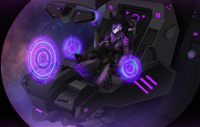 anthro cockpit cybernetics female machine pilot solo space klemens canid canine fox mammal hi_res