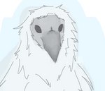 ambiguous_gender beak black_eyes feathers fluffy looking_at_viewer simple_background solo white_body white_feathers joaquinthefunny cryptid erosion_bird humanoid portrait