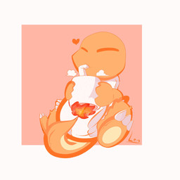 3_fingers 3_toes ambiguous_gender anthro bendy_straw claws clean_diaper clothed clothing container cup diaper drinking_straw eyes_closed feet fingers fire flaming_tail heart_symbol holding_container holding_cup holding_mug holding_object mug multicolored_body orange_body orange_tail scarf simple_background sitting smile solo steam tail three-quarter_view toe_claws toes two_tone_body two_tone_tail wearing_diaper white_claws white_diaper white_scarf white_toe_claws yellow_body yellow_tail typhy nintendo pokemon charmander generation_1_pokemon pokemon_(species) 1:1 2021 full-length_portrait hi_res portrait signature
