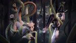 anthro arm_warmers armwear bottomless bottomless_female camera clothed clothing duo ear_piercing feathers female female/female forest legwear piercing plant sex stockings tentacle_sex tentacles tree ruaidri ruaidri_(modeler) mythology izefia_(ruaidri) marble_(ruaidri) avian canid canine dragon fox gryphon mammal mythological_avian mythological_creature mythological_scalie scalie 3d_(artwork) animated blender_(artwork) digital_media_(artwork) hi_res no_sound webm