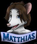 anthro blue_eyes brown_hair fur hair male open_mouth simple_background solo transparent_background acru_jovian matthias american_opossum mammal marsupial virginia_opossum alpha_channel bust_portrait character_badge_(artwork) digital_media_(artwork) portrait