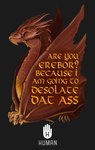 dialogue dragon english_text european_mythology feral j._r._r._tolkien lilshark looking_at_viewer male membrane_(anatomy) membranous_wings middle-earth_(tolkien) mythological_creature mythological_scalie mythology red_body red_scales scales scalie smaug smile solo text the_hobbit western_dragon wings wyvern