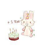 ambiguous_gender anthro birthday_cake cake clothing dessert food fur hat headgear headwear looking_at_viewer party_hat slim_anthro slim_male solo white_body white_fur bunonthemoon lagomorph leporid mammal rabbit 2023 low_res