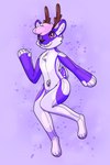 anthro antlers chest_tuft hair horn inflatable latex looking_at_viewer male pink_eyes pink_hair pool_toy purple_body short_tail smile solo tail tuft sudsypup leeam animate_inanimate deer living_inflatable mammal 2021 2:3 absurd_res digital_drawing_(artwork) digital_media_(artwork) hi_res