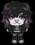 anthro black_hair bottomwear breasts clothing female footwear hair horn jacket plushie shirt shoes shorts solo topwear white_body zak_hitsuji tai_(zak_hitsuji) bovid caprine goat mammal alpha_channel hi_res