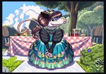 alternative_fashion blue_border border bow_(feature) bow_dress clothing clothing_bow dress female flower food hime_lolita j-fashion lolita_(fashion) plant solo sparkles dahbastard eukaryoticprokaryote eukayoticprokaryote american_opossum mammal marsupial hi_res