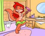 anthro bathroom breasts female hair inside nipples nude red_hair solo toony andybunny mammal rodent sciurid tree_squirrel 2010 5:4