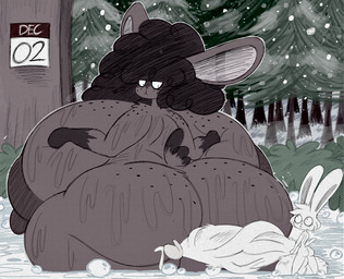 afro age_difference annoyed anthro areola balls big_areola big_balls big_breasts big_butt big_ears big_nipples big_penis bodily_fluids breasts brown_body brown_fur brown_hair butt duo duo_focus female fluffy fluffy_tail forest forest_background freckled_balls freckled_breasts freckled_butt freckled_face freckles fur genital_fluids genitals group hair head_tuft holidays hot_spring huge_areola huge_breasts huge_butt huge_penis hyper hyper_breasts hyper_genitalia hyper_penis looking_at_another male nature nature_background nipples overweight paws penis plant precum shota size_difference snow snowing sweat tail thick_thighs tree tuft vein veiny_penis water white_hair young young_anthro rogywantscoffee christmas domestic_rabbit flemish_giant lagomorph leporid mammal oryctolagus rabbit hi_res